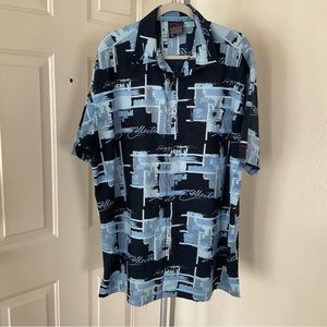 Vintage FUBU Collection Abstract Button Front Short Sleeve Shirt